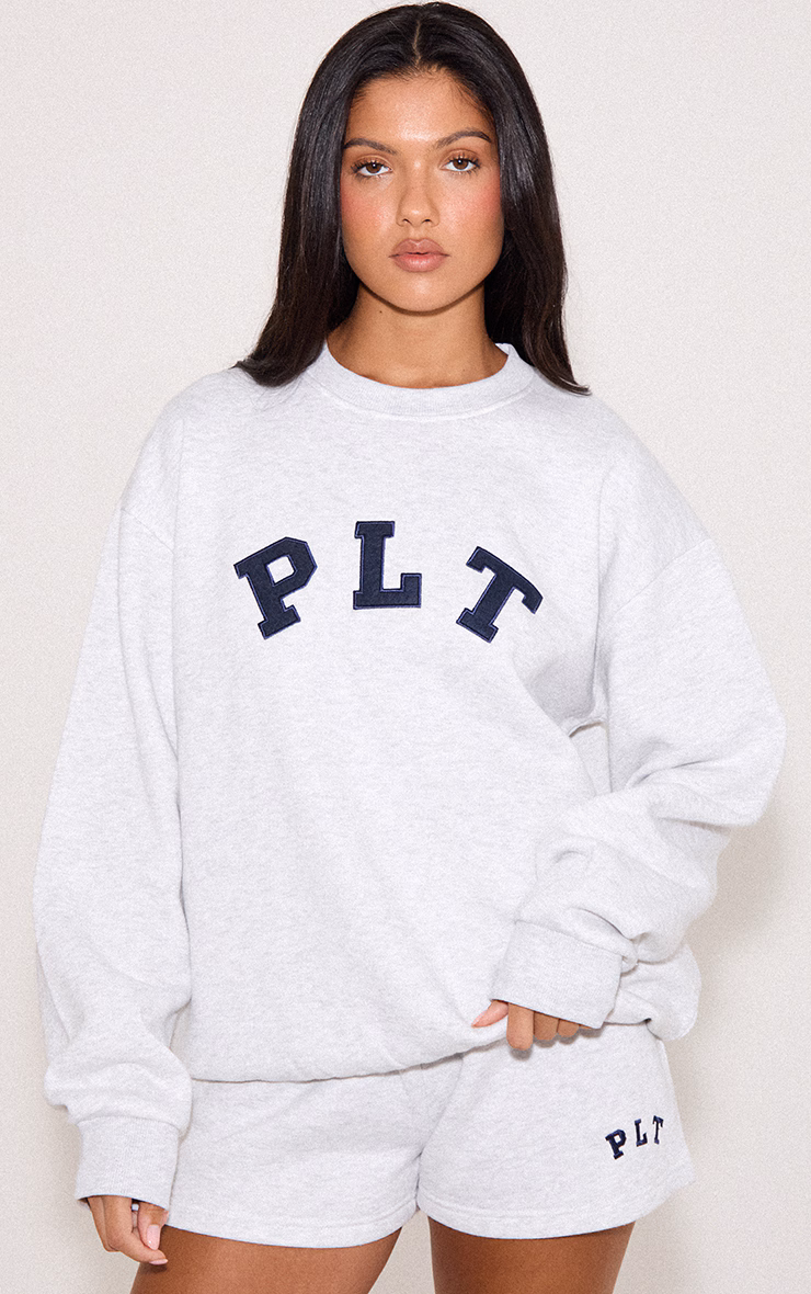 PRETTYLITTLETHING Ash Grey Logo Sweat Shorts