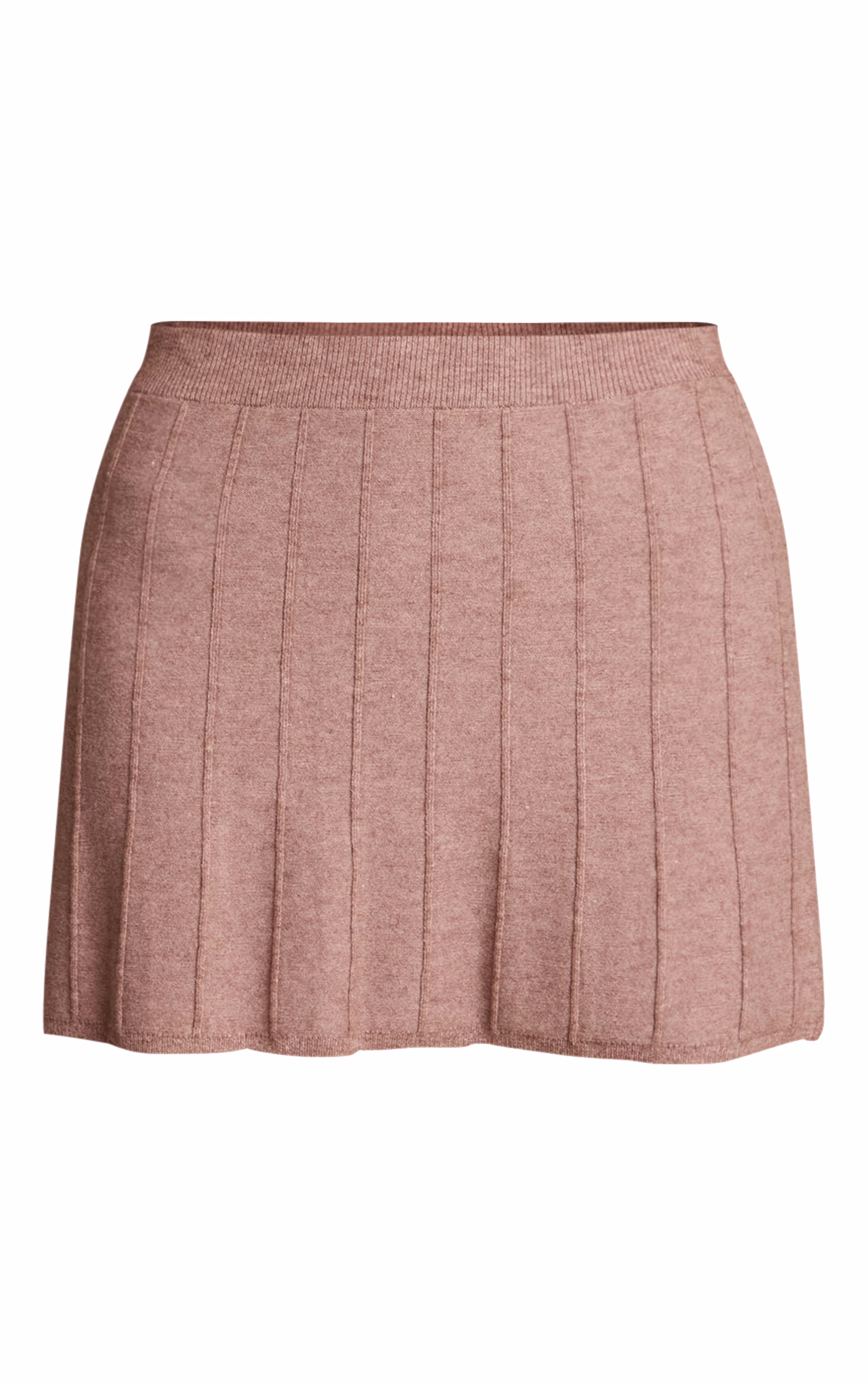Mocha Pleated Knit Mini Skirt