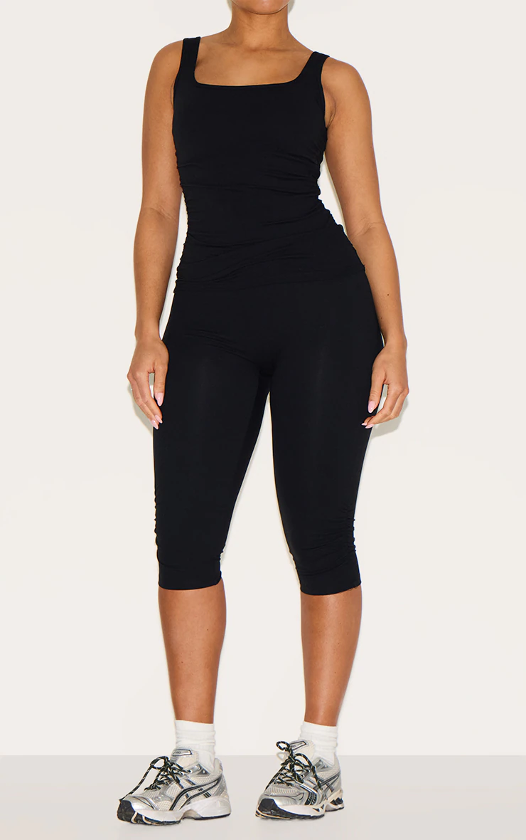Shape Black Active Ruched Side High Waisted Capri Pants