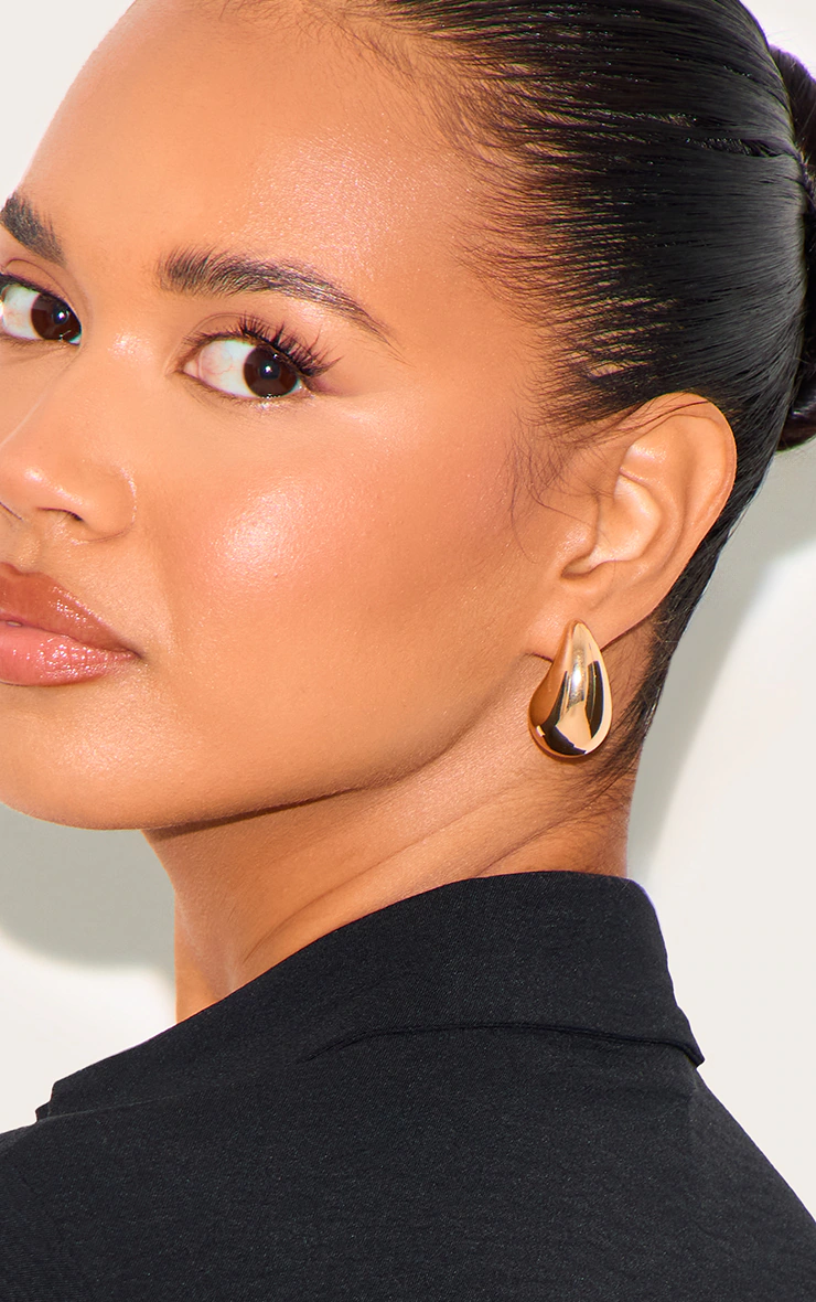 Gold Tear Drop Mini Statement Earrings