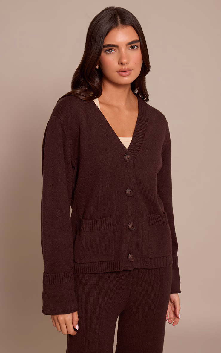 Chocolate turn back cuff cardigan