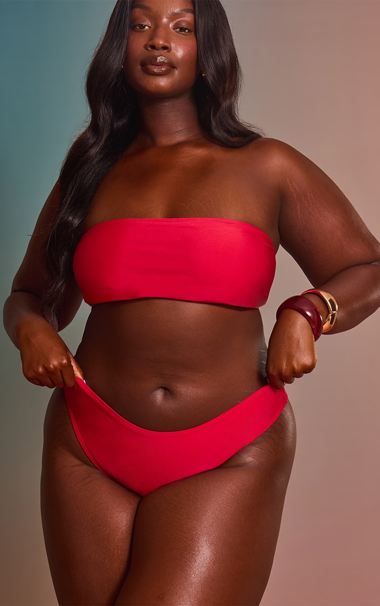 Plus Red Bandeau Mix & Match Bikini Top