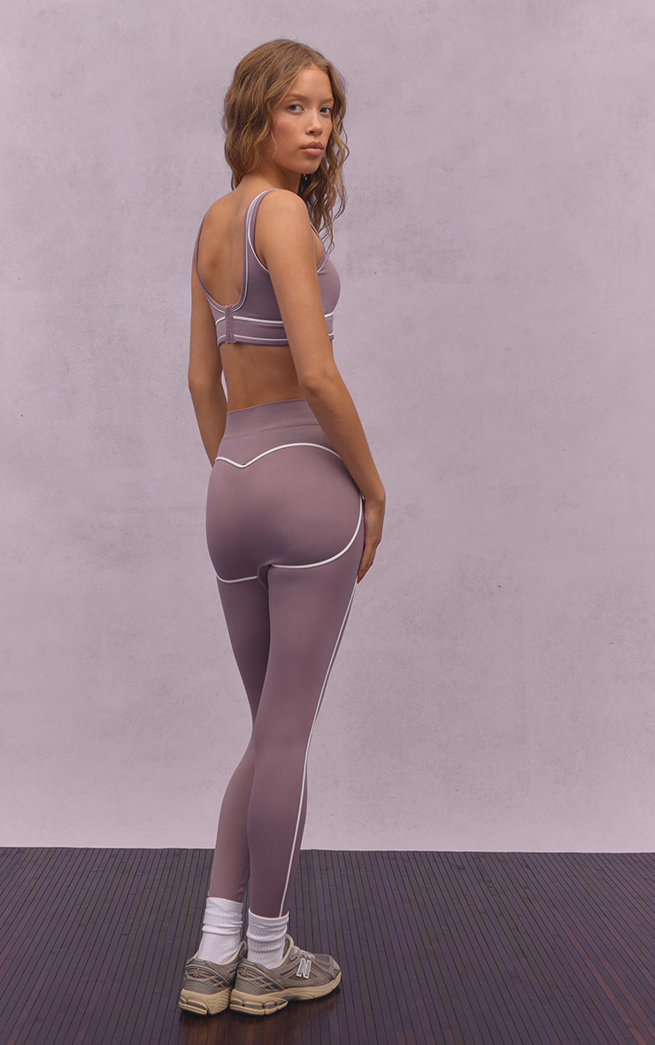 Mauve Seamless Contrast Detail Leggings