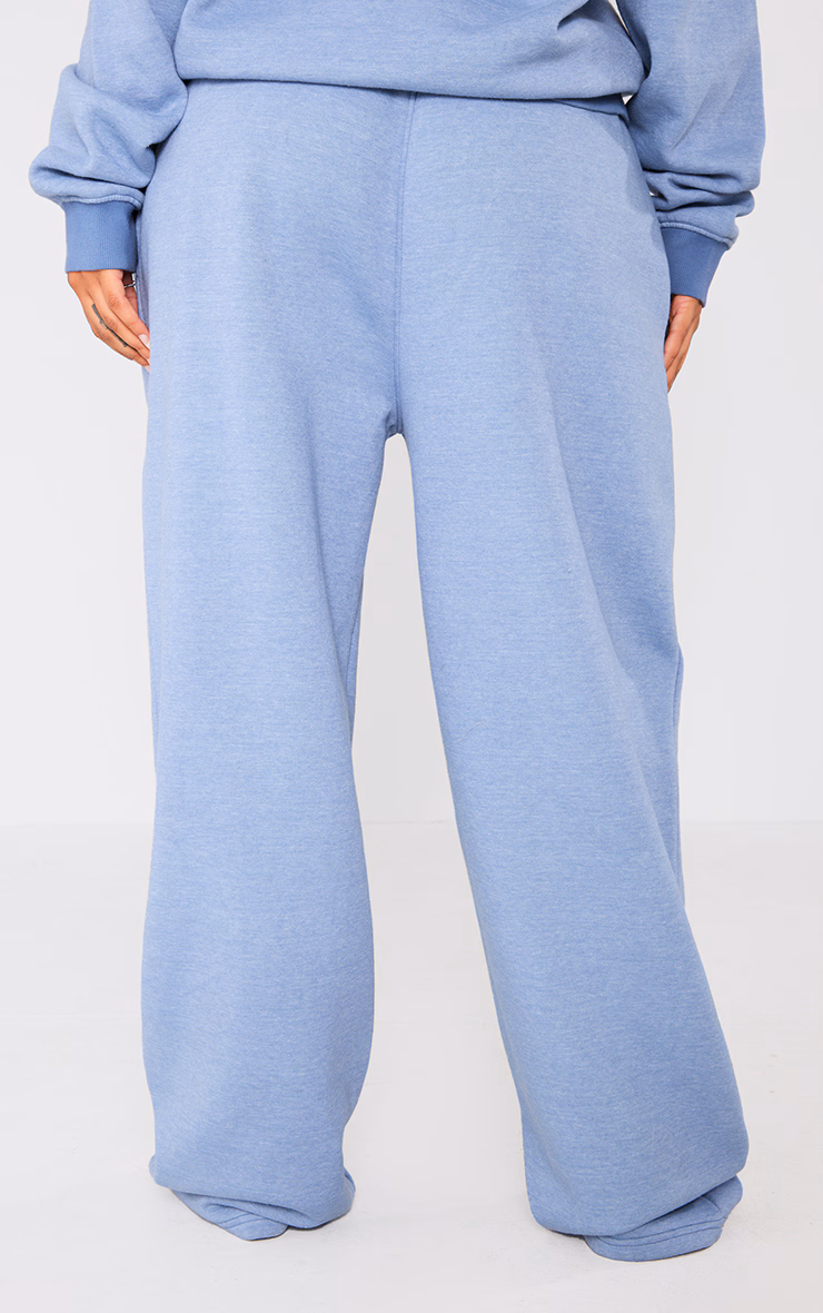 PRETTYLITTLETHING Shape Petrol Blue Washed Wide Leg Sweatpants