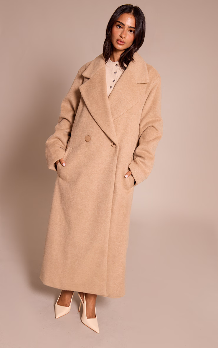 Petite Stone Brushed Wool Maxi Coat