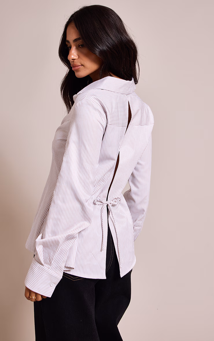 Petite White Tie Back Collared Shirt
