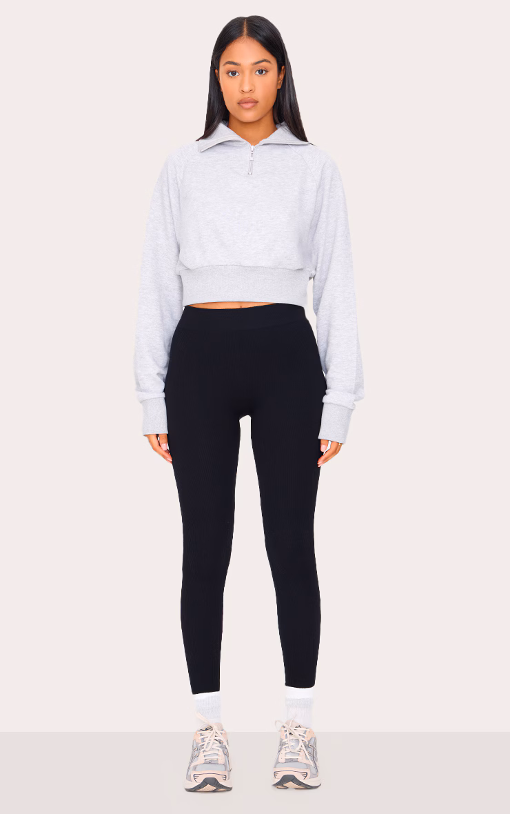 Tall  Black Structured Snatched Ribbed Leggings