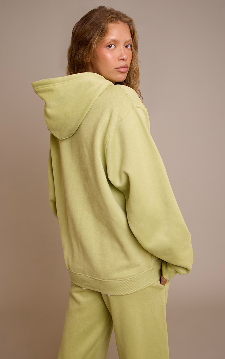 Lime Green Sports Club Cotton Fleece Full Zip Hoodie
