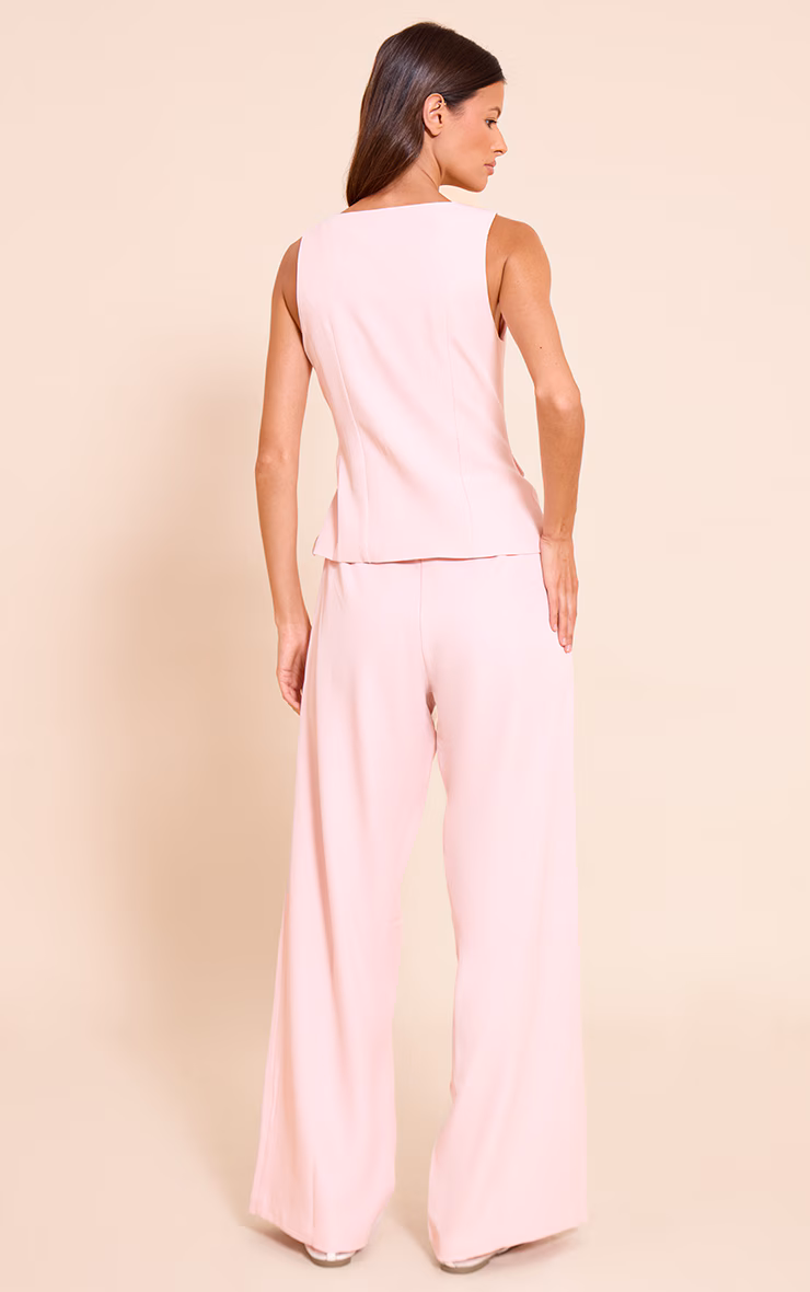 Pink Woven Button Detail Wide Leg Jumpsuit