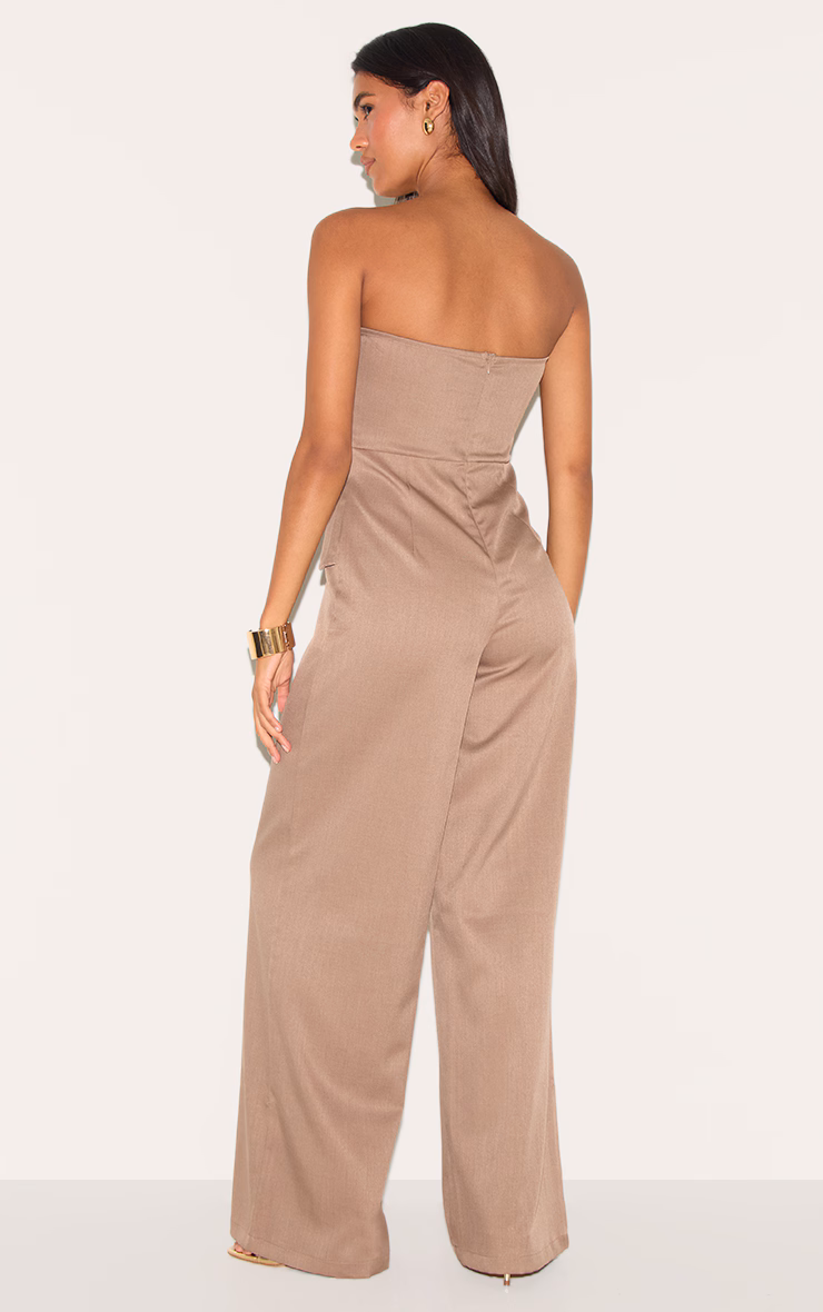 Mushroom Woven Bandeau Tie Detail Jumpsuit
