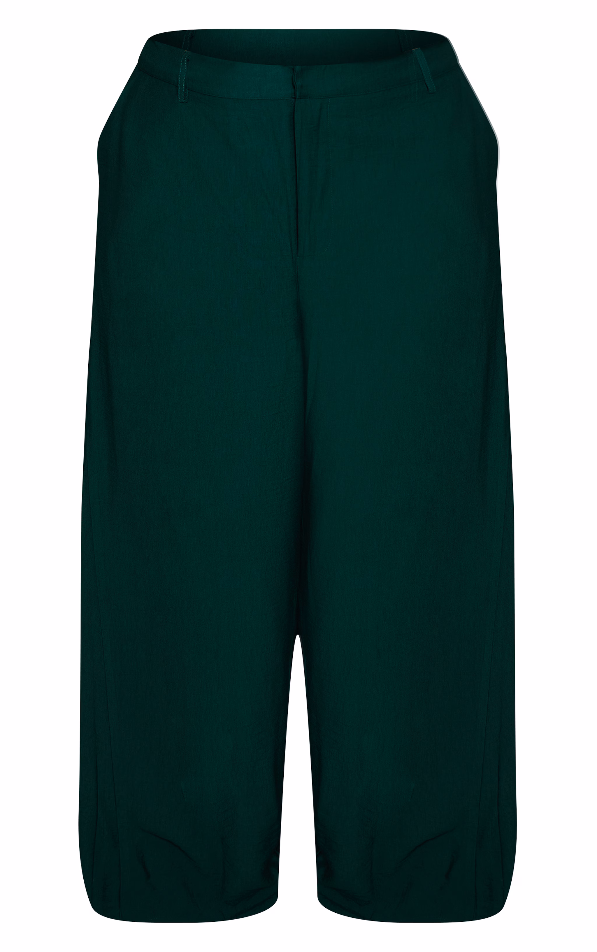 Plus Emerald Green Woven High Waisted Wide Leg Pants