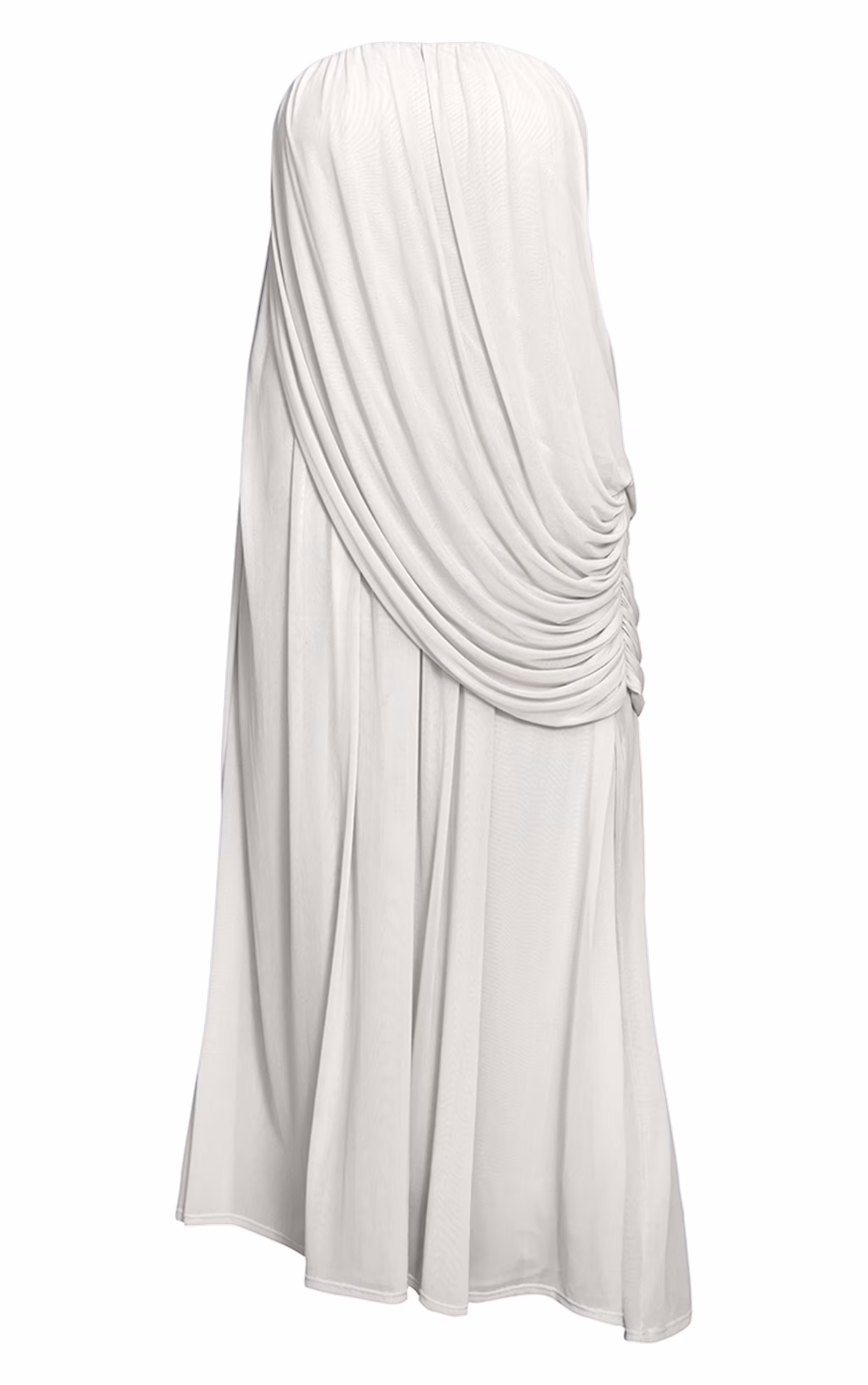 PLT Label Plus Cream Mesh Drape Bandeau Maxi Dress