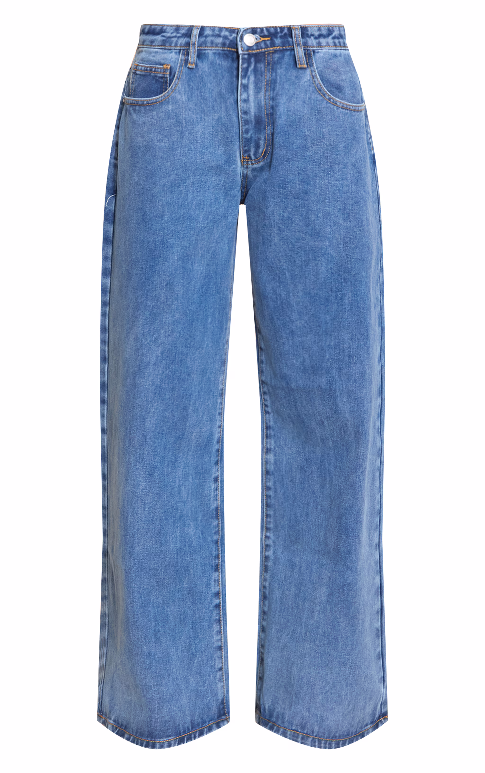 Mid Blue Low Rise Wide Leg Jeans