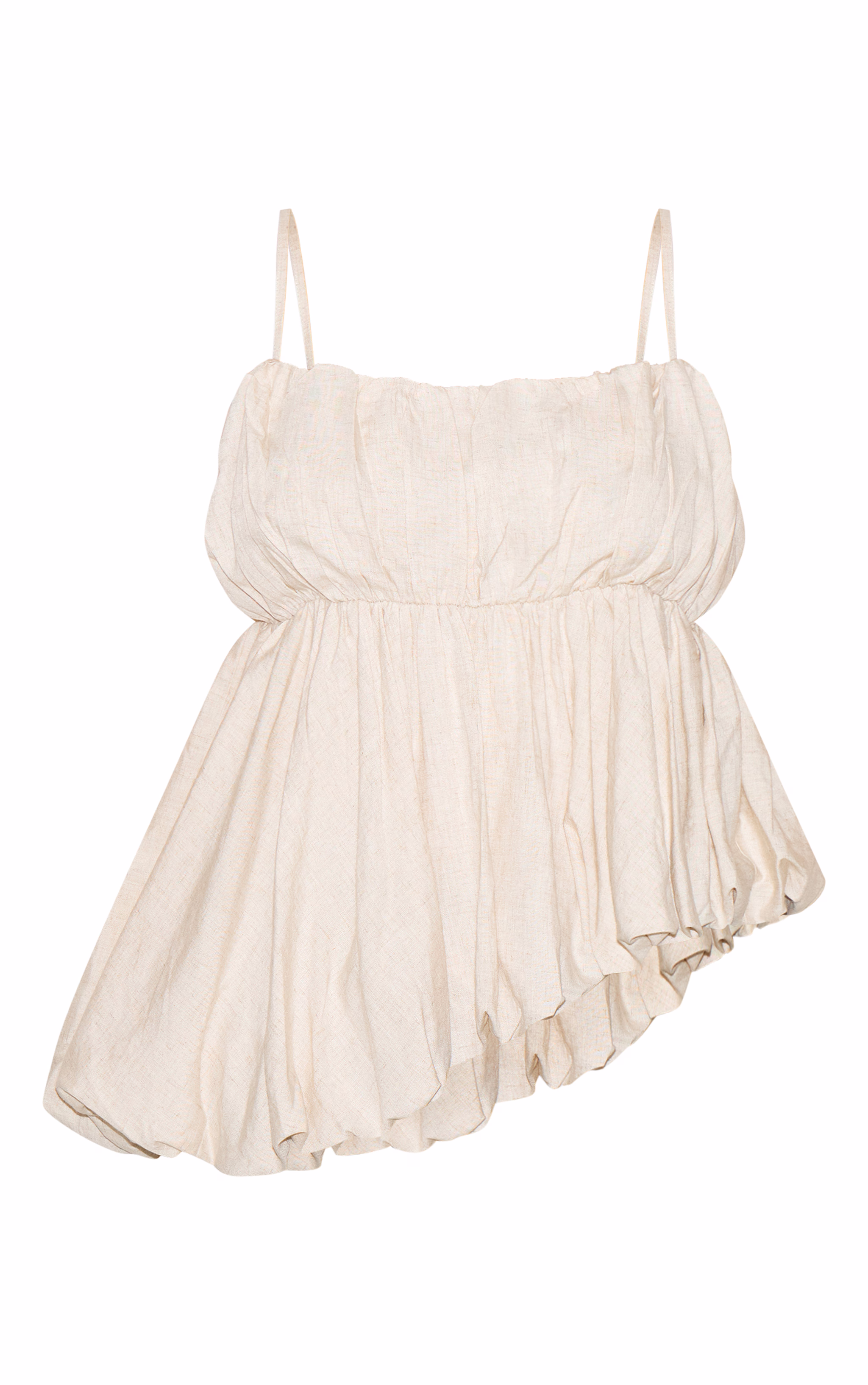 Plus Beige Linen Look Puff Ball Asymmetric Cami