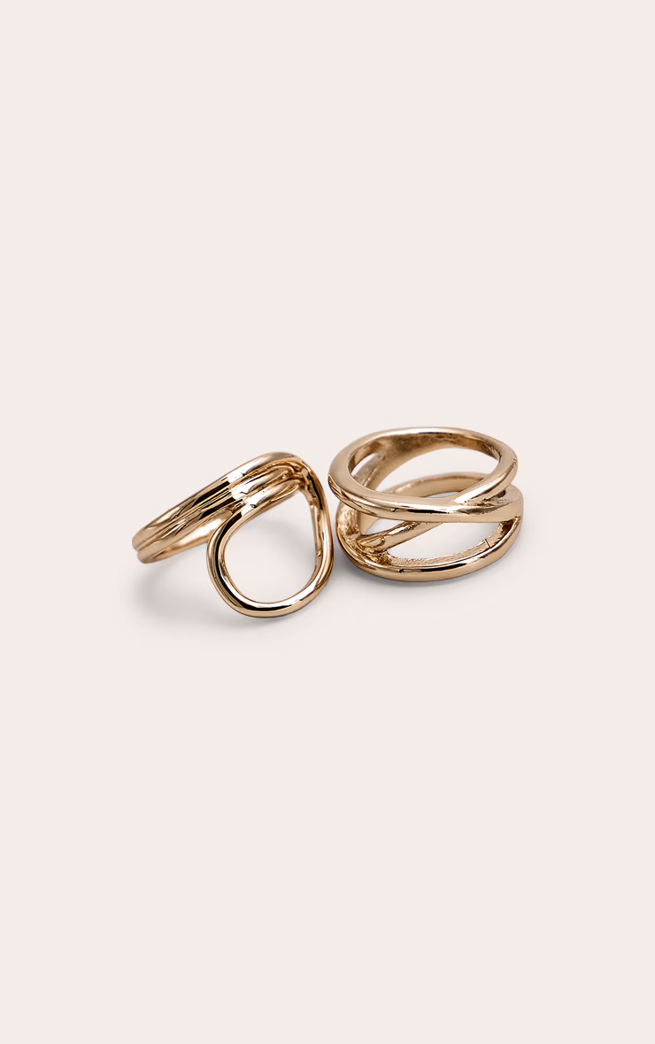 Gold Abstract Multipack Rings