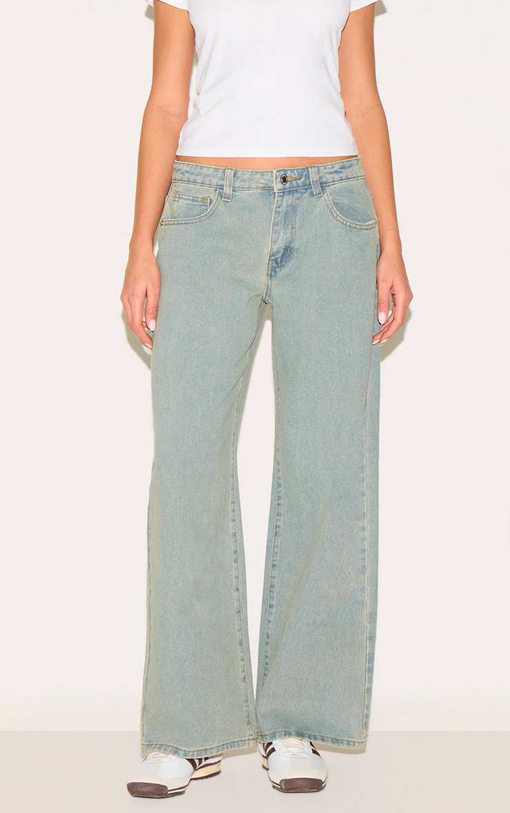Light Vintage Low Rise Wide Leg Jeans