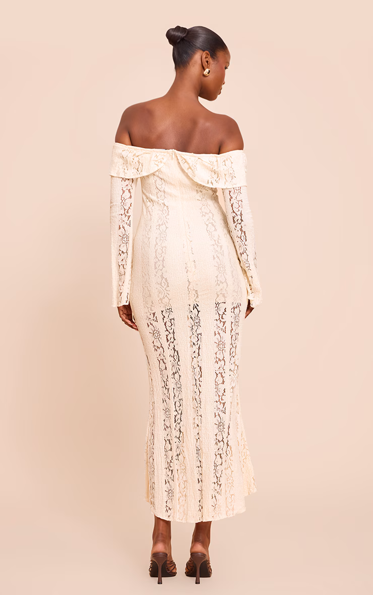 Lemon Lace Fold Over Bandeau Maxi Dress