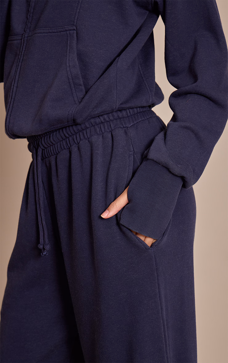 Navy Acid Wash Drawcord Cuff Sweatpant