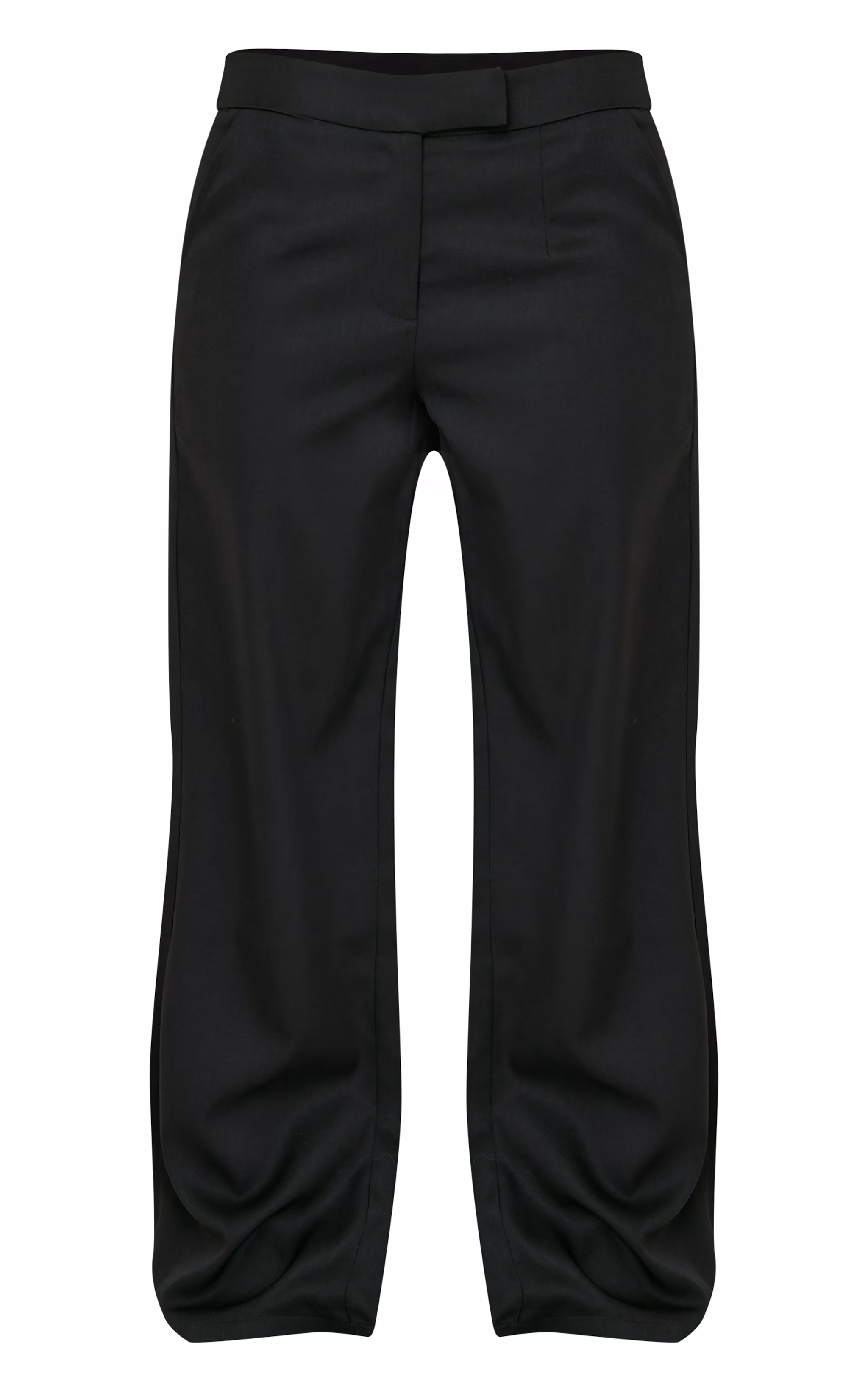 Petite Premium Black Woven Low Rise Wide Leg Pants