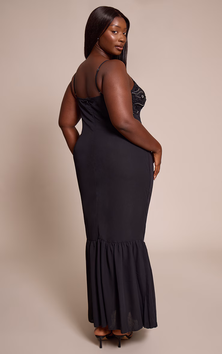 Plus Black Embellished Detail Maxi Dress