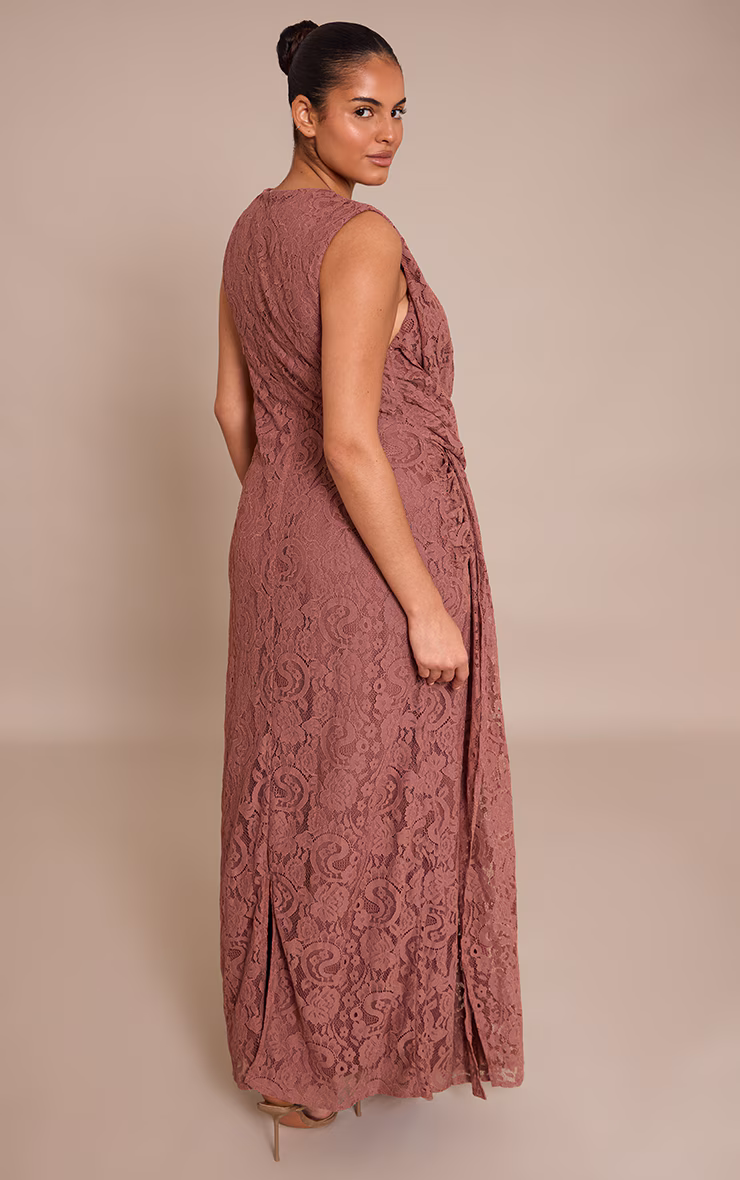 Plus Lace Detail Twist Front Maxi Dress