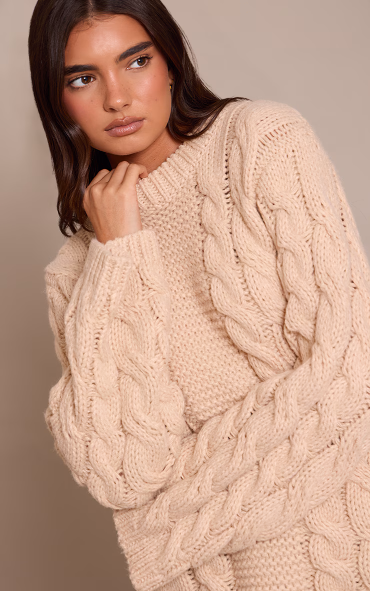 Oatmeal Cable Knit Sweater