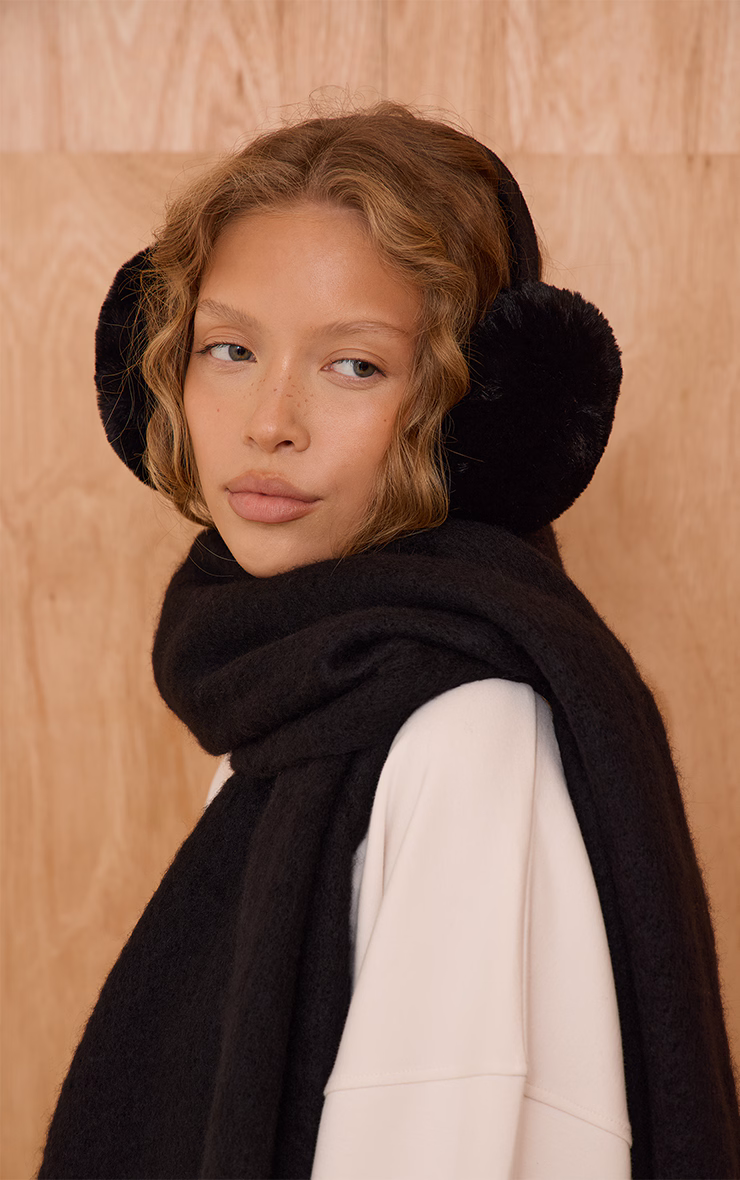 Black Soft Faux Fur Ear Muffs