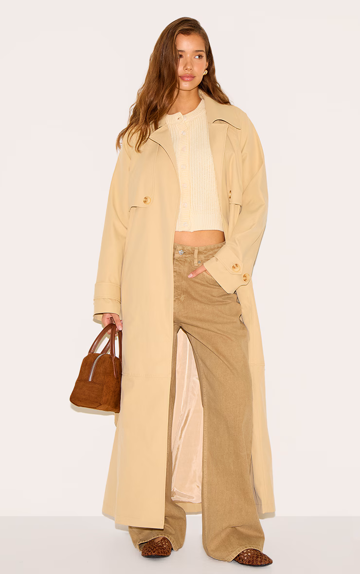 Stone Oversized Storm Flap Detail Trench