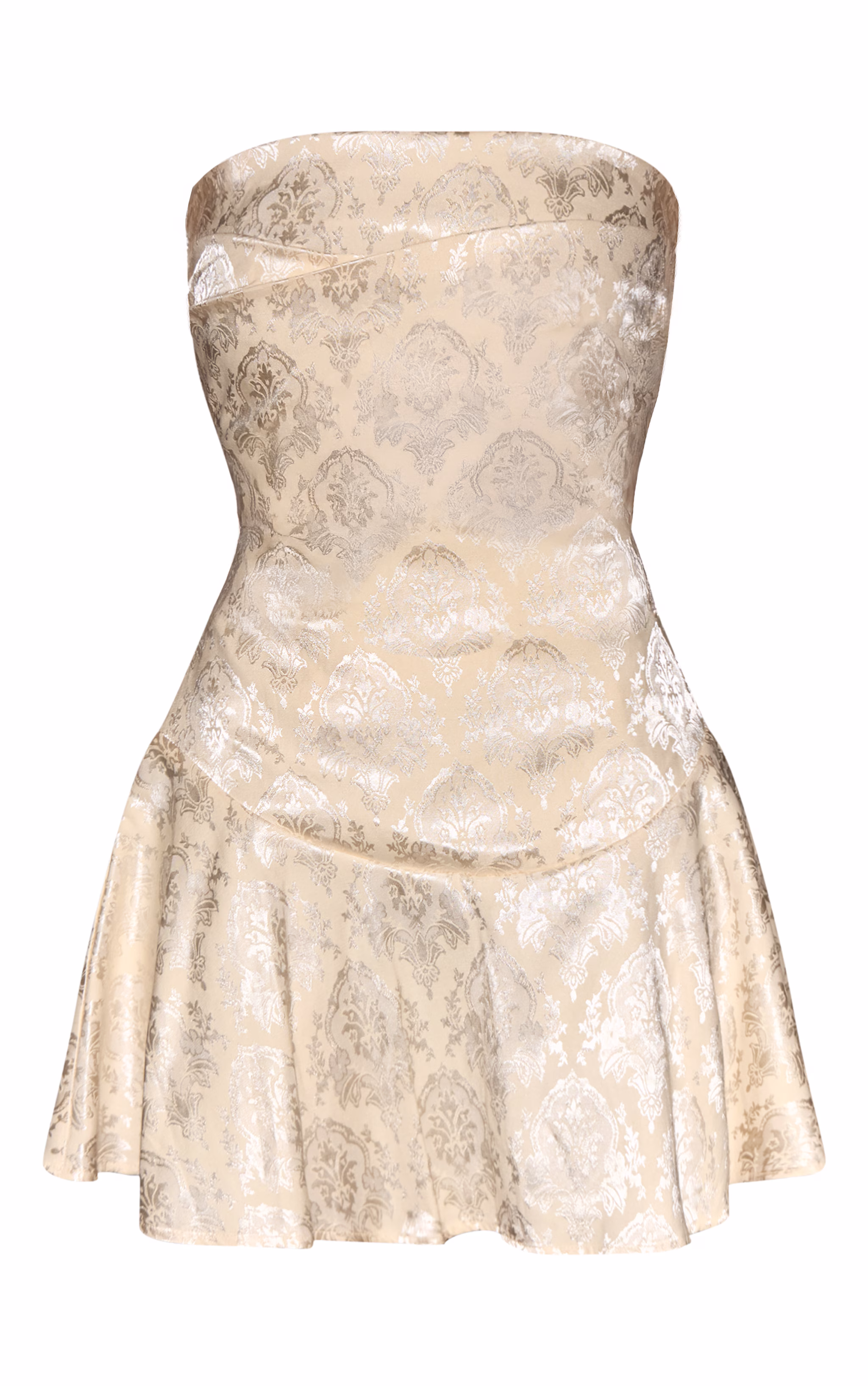 Cream Jacquard Embroidered Skater Mini Dress