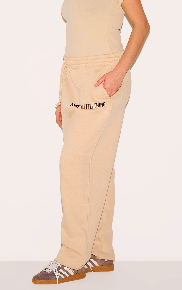 PRETTYLITTLETHING Plus Oatmeal High Waisted Cuffed Sweatpants