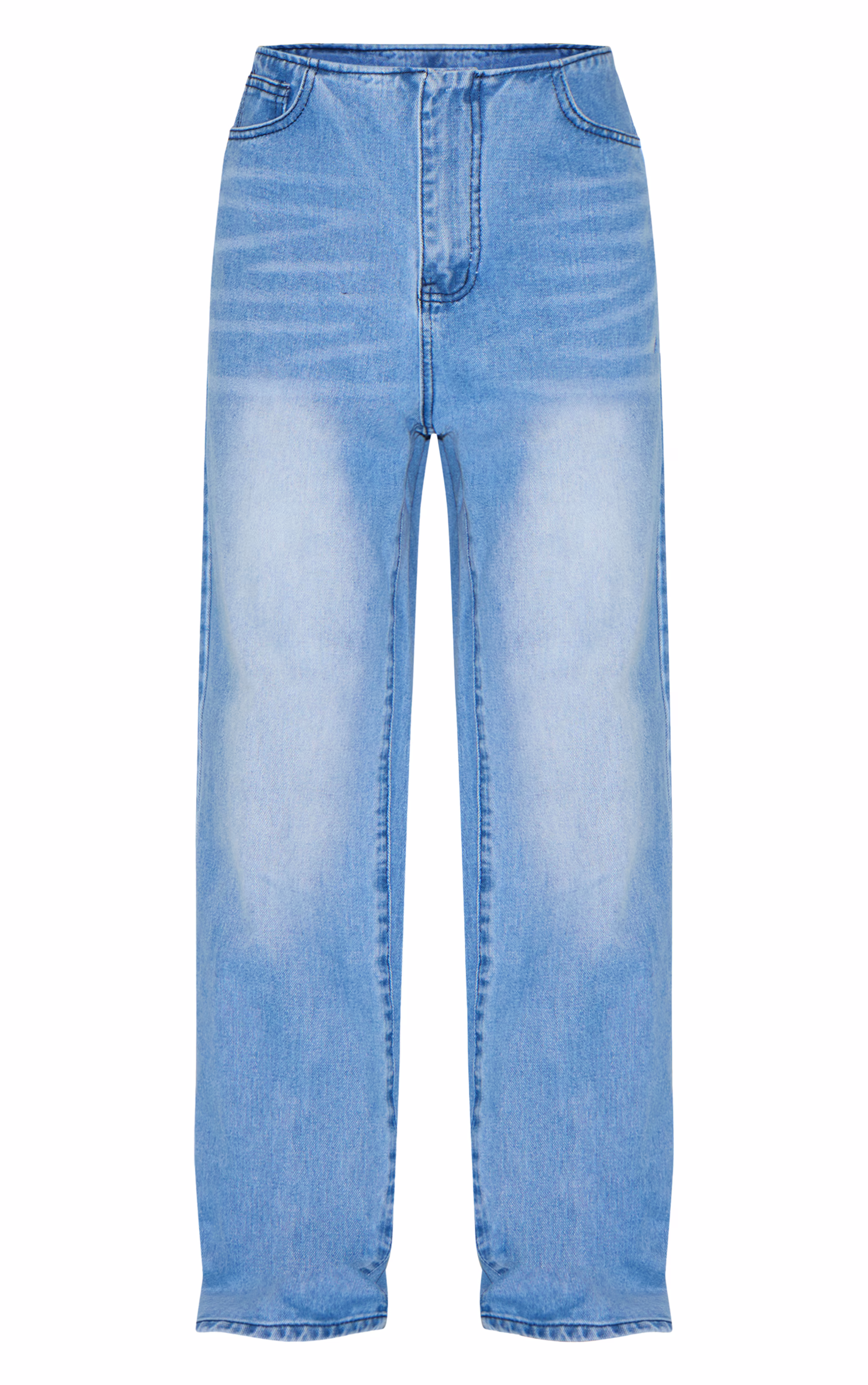 Petite Blue Denim Mid Rise Invisible Waistband Wide Leg Jeans