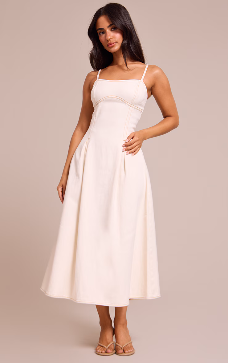 Petite Ecru Denim Skater Dress