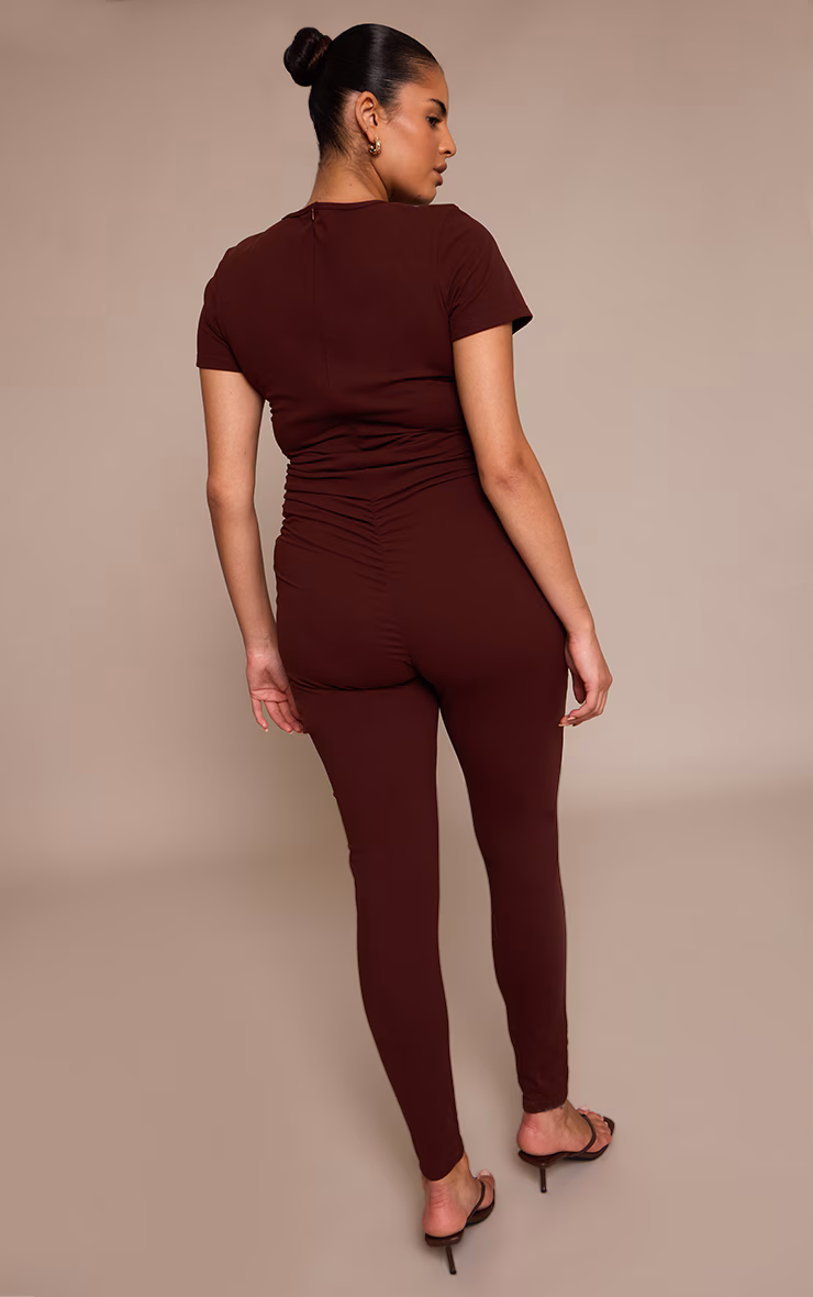 Plus Chocolate Sculpt Ruched Side Jumpsuit