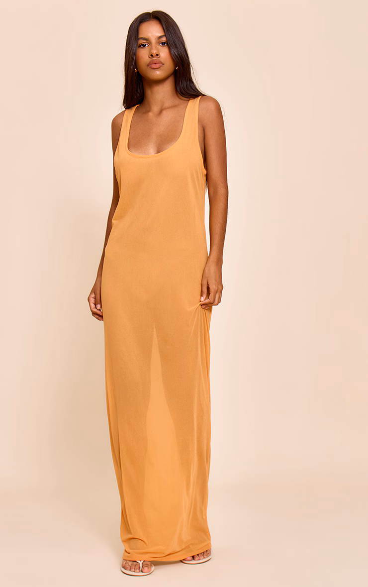 Petite Apricot Chiffon Column Maxi Dress