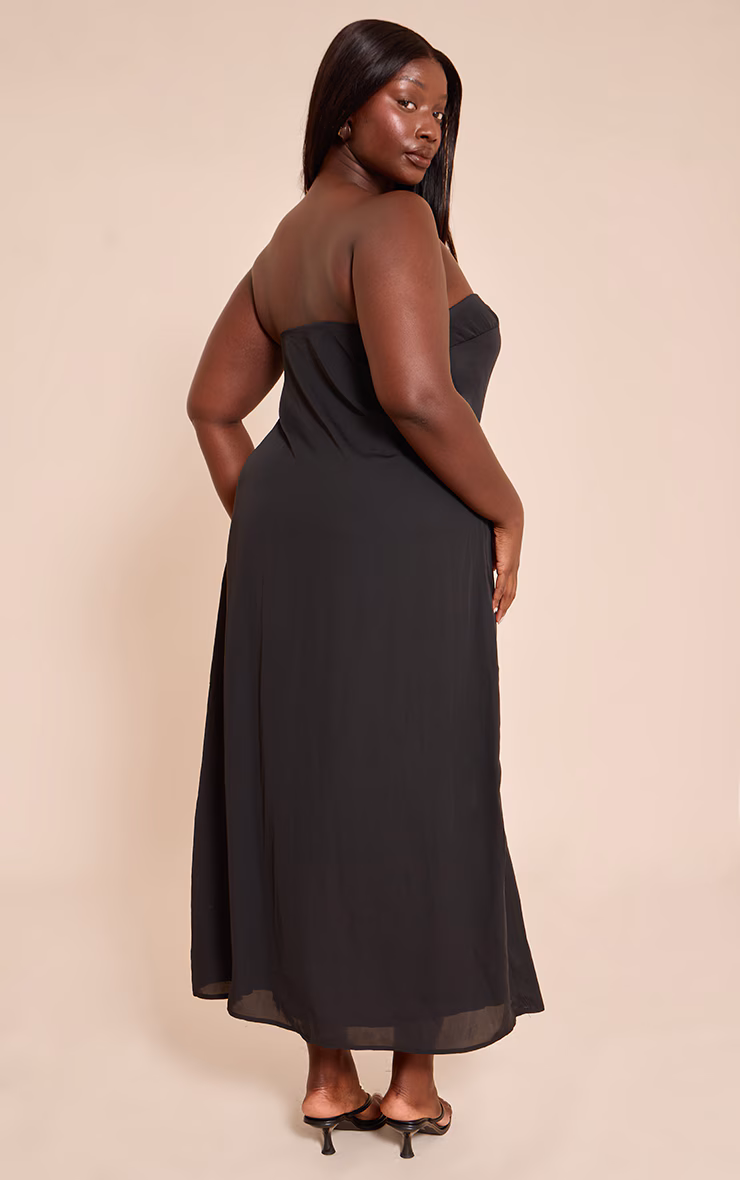 Plus Black Bandeau Column Maxi Dress