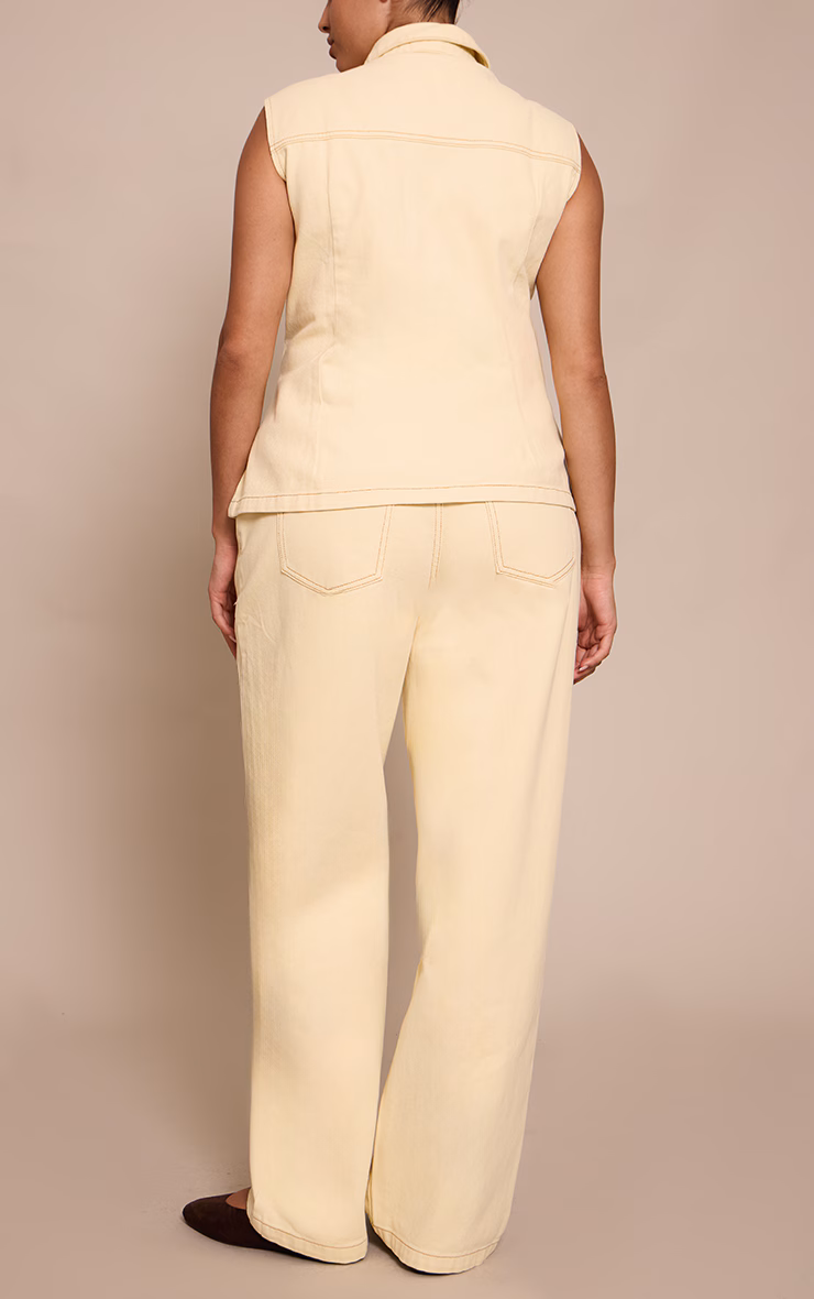 Plus Almond Mid Rise Wide Leg Jeans