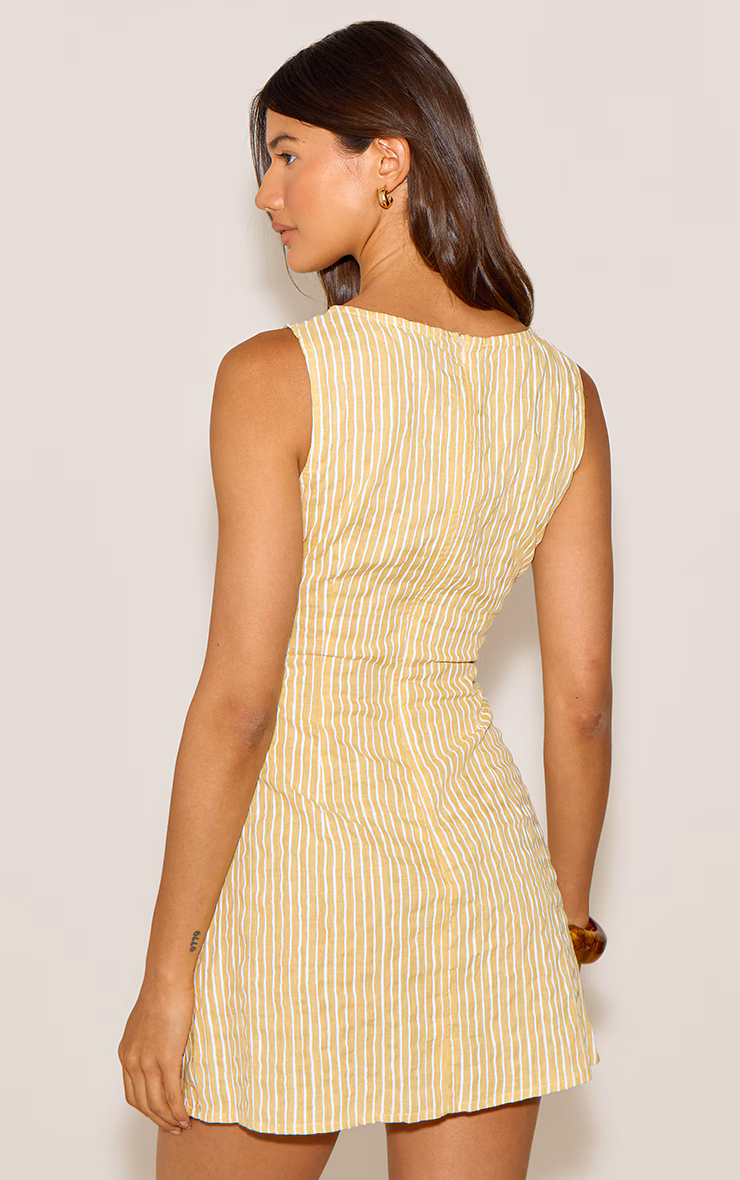 Lime Striped Boat Neck Dress