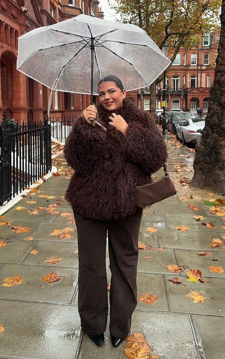 Plus Chocolate Mongolian Fur Midi Coat