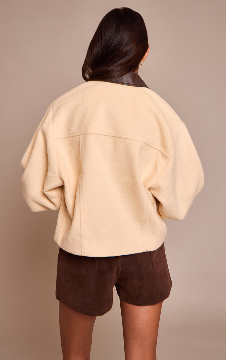 Buttercream PU Collar Zip Up Jacket