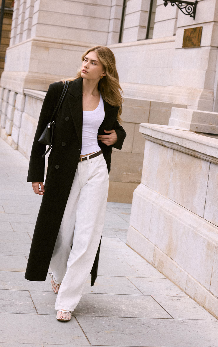 Black Double Breasted Oversized Style Structured Coat