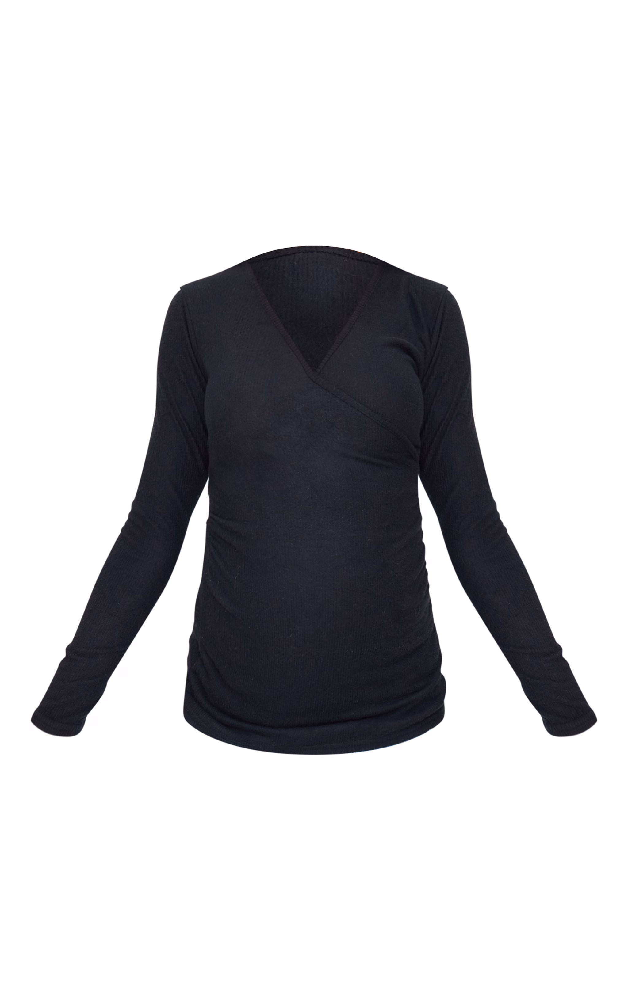 Maternity Black Brushed Rib Ruched Top