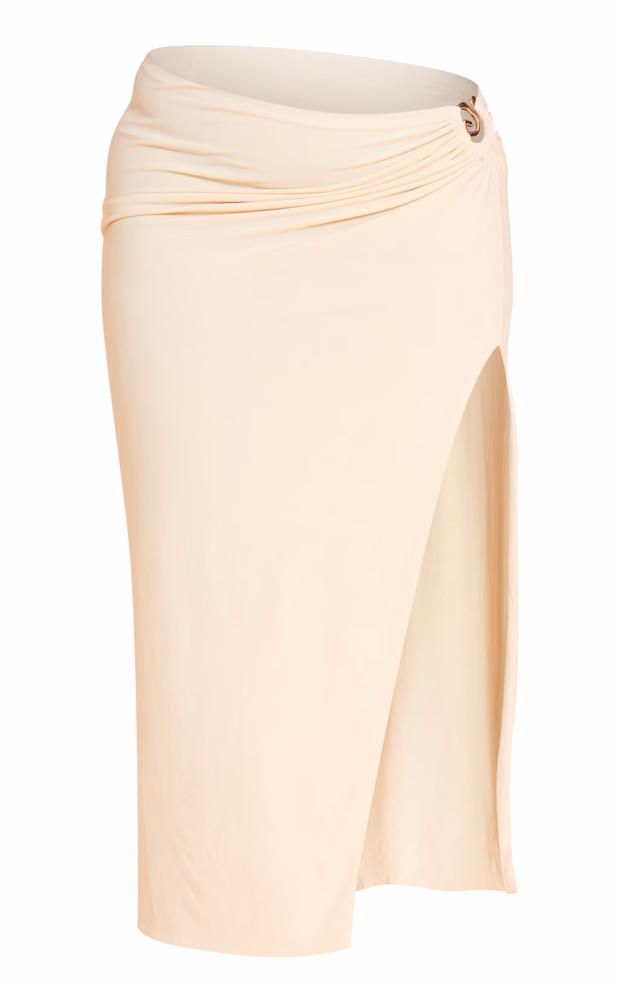Plus Beige Stretch Chiffon Trim Detail Maxi Skirt
