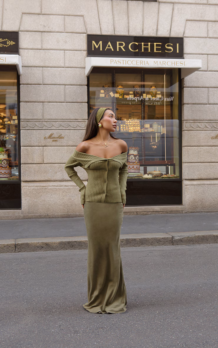 Olive Tencel Maxi Skirt