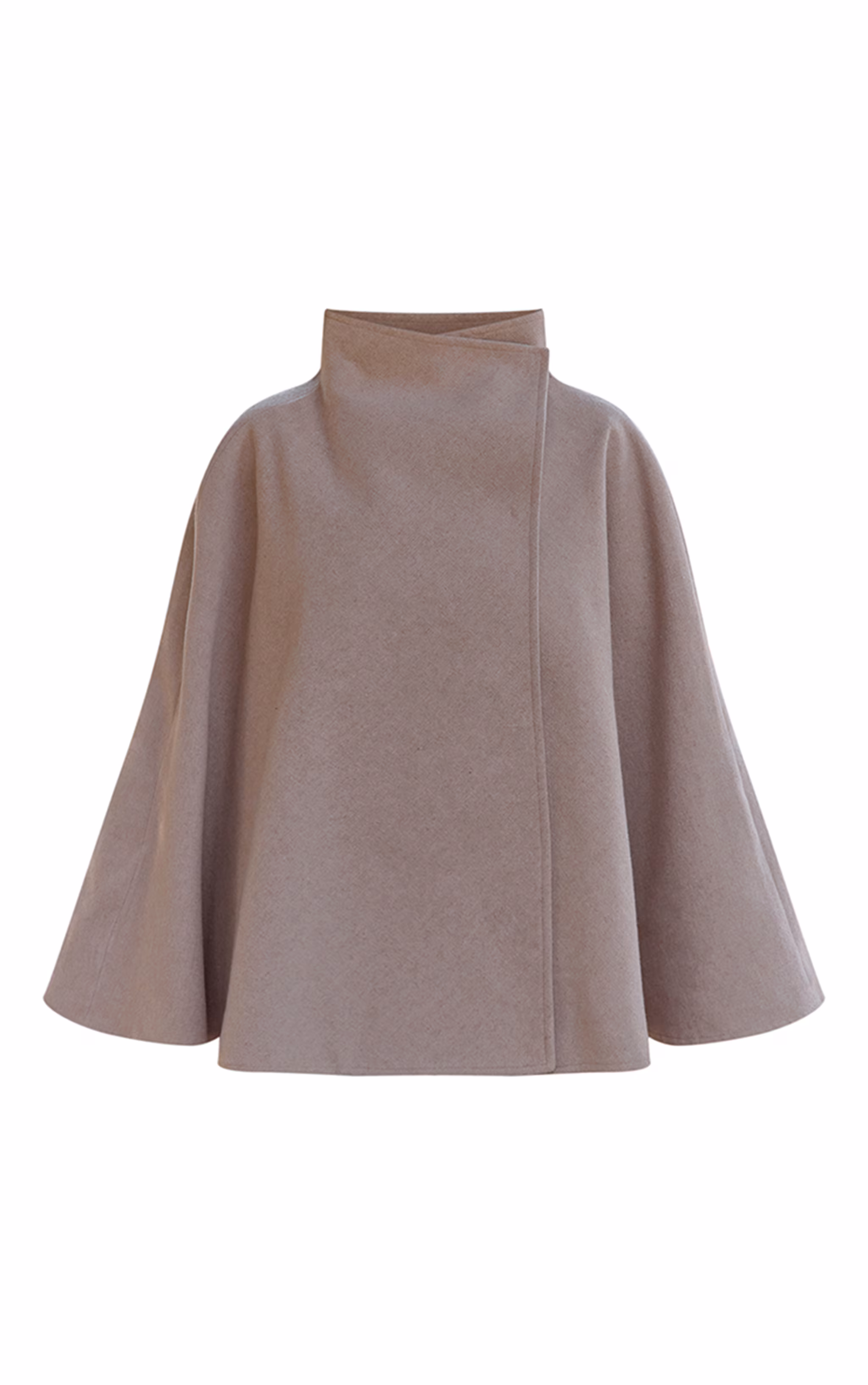 Oat Wool Look Funnel Neck Wrap Coat