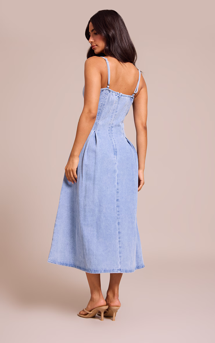 Petite Mid Blue Denim Skater Dress