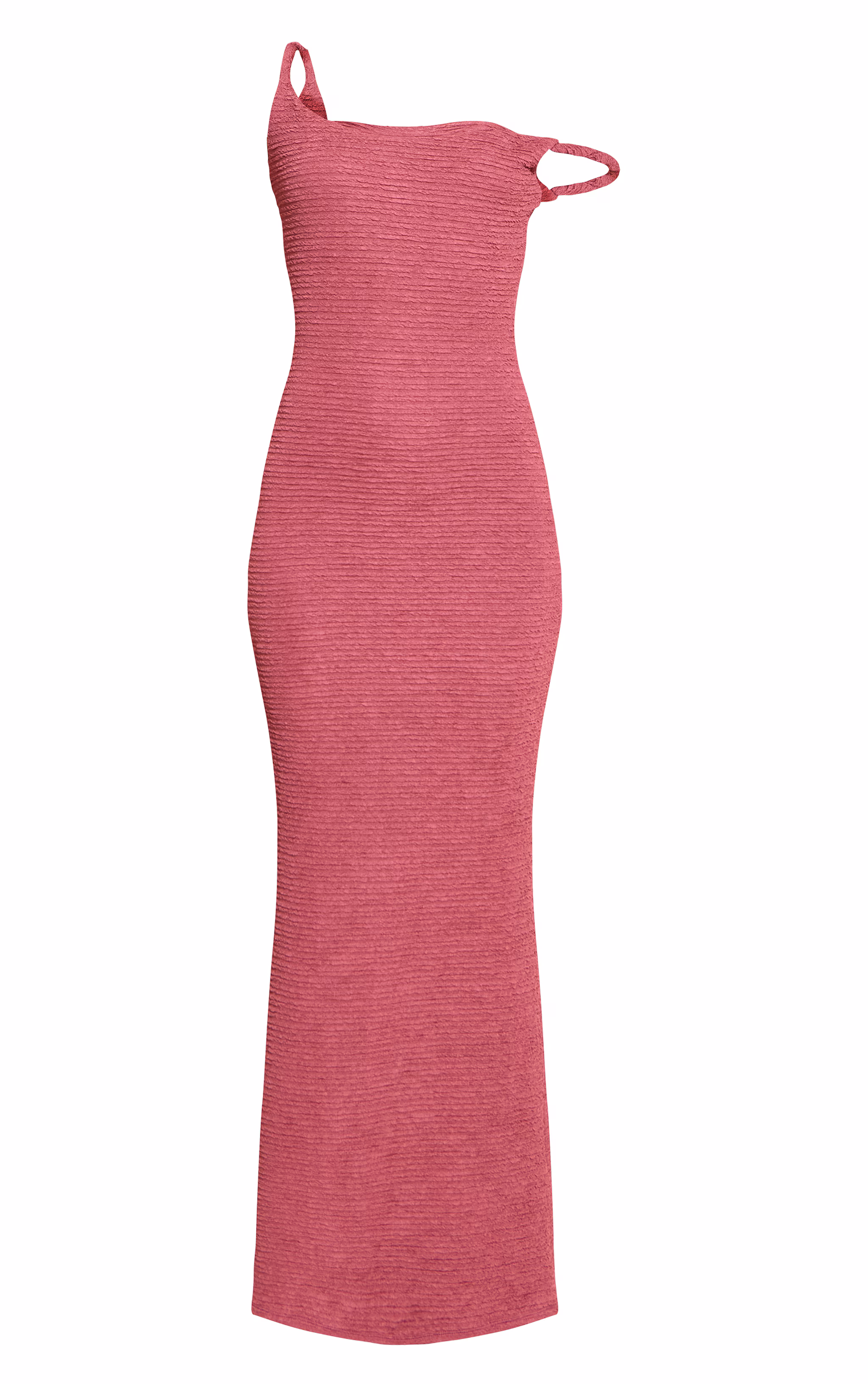 Mauve Textured Twist Strap Detail Maxi Dress