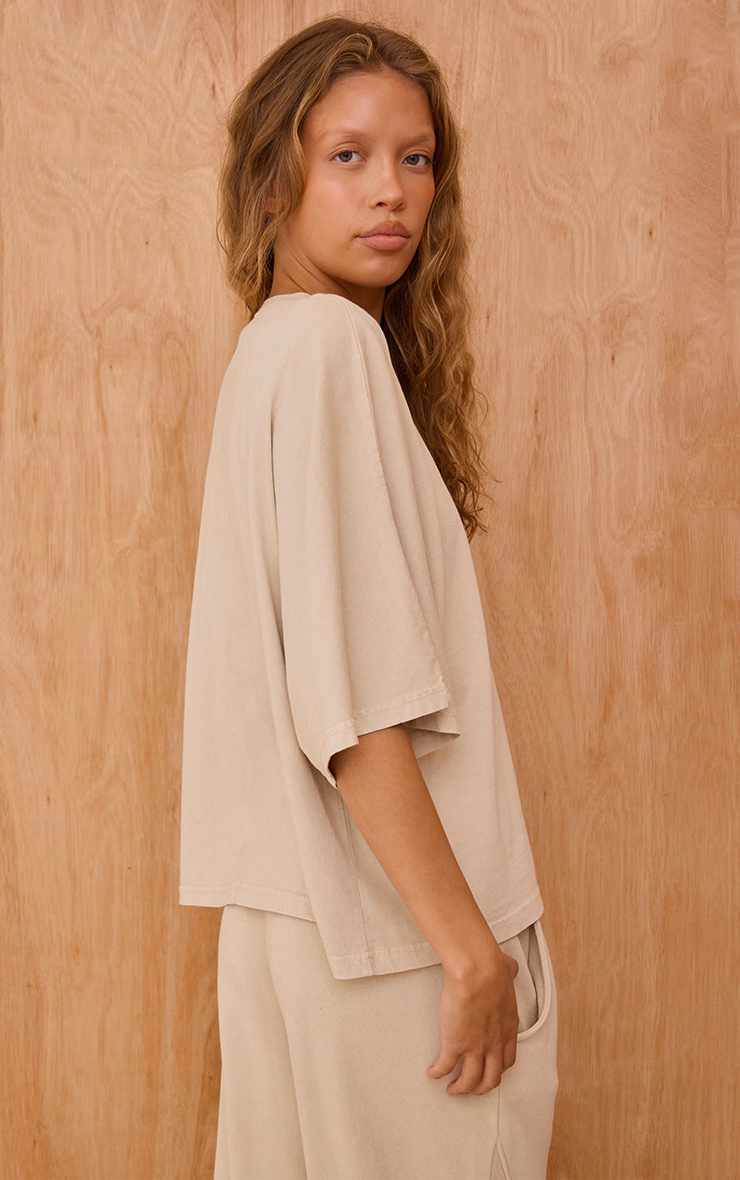 Oatmeal Acid Wash Oversized Boxy Tshirt