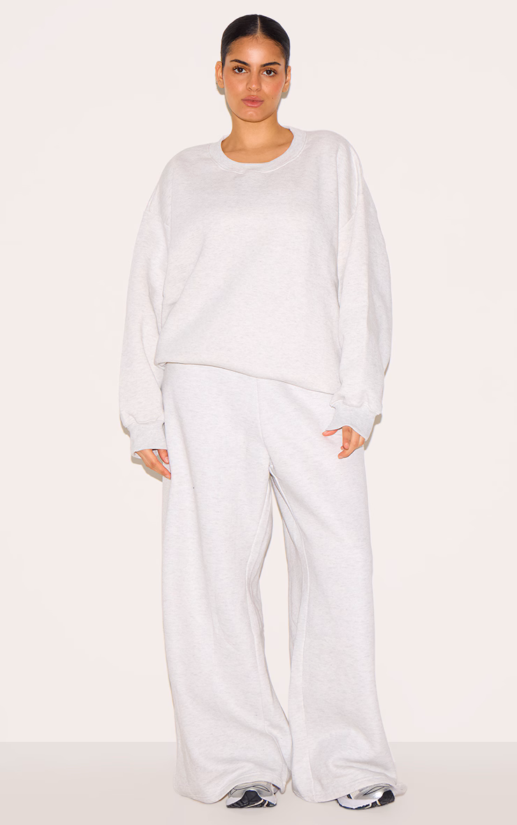 Plus Ash Grey Flared Split Hem Sweatpants