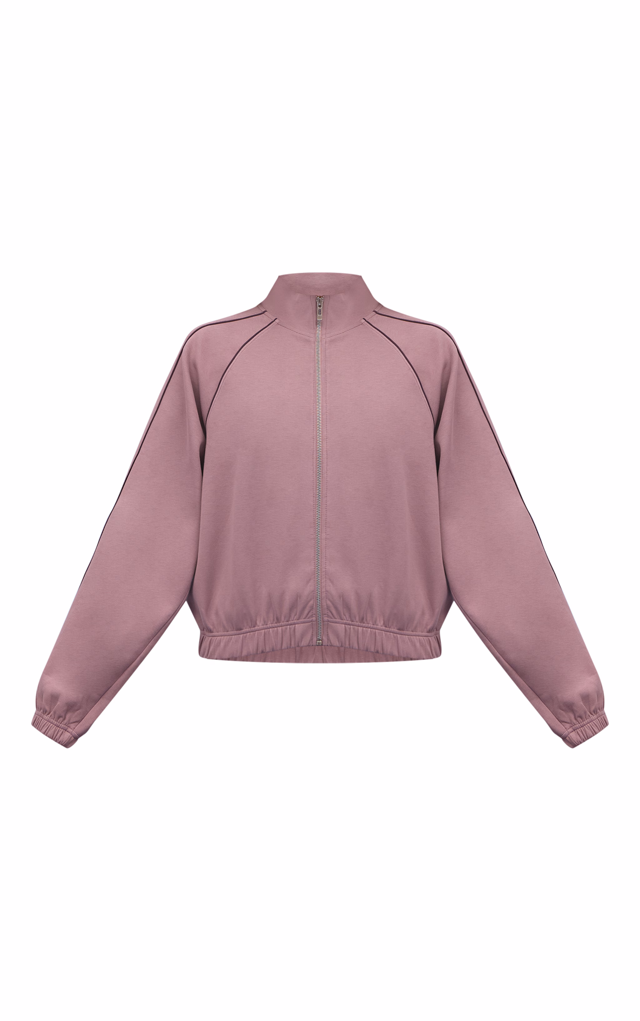 Mauve Interlock Contrast Piping Bomber Sweatshirt