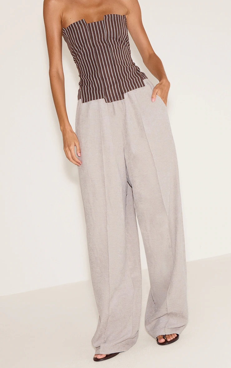Mushroom Peachskin Wide Leg Pants